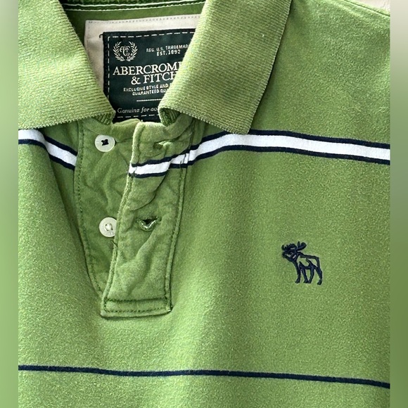 Abercrombie & Fitch Green Blue White Rugby Shirt Muscle Y2K Preppy Size XL Heavy - Picture 6 of 9